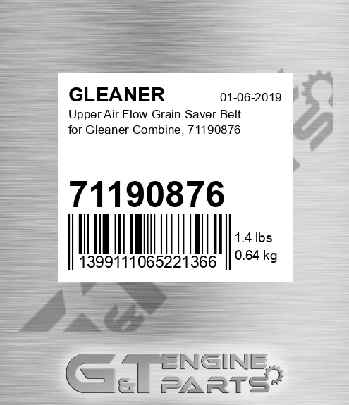 71190876 GLEANER Upper Air Flow Grain Saver Belt For Gleaner Combine,