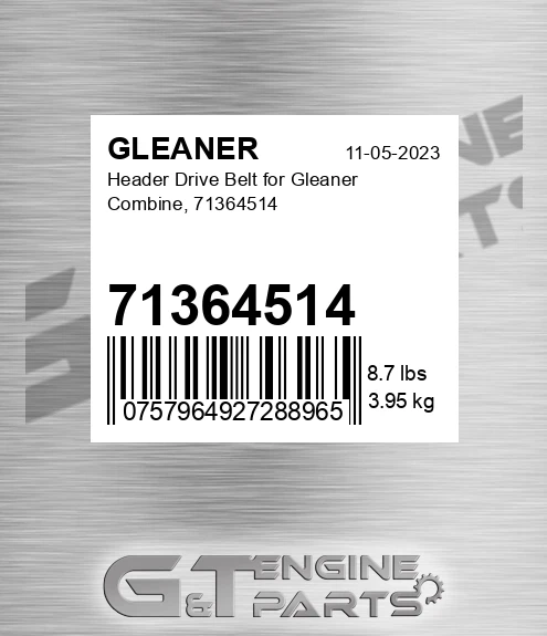 71364514 GLEANER Header Drive Belt For Gleaner Combine,