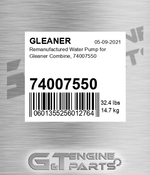 74007550 Remanufactured Water Pump For Combine,