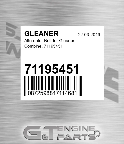 71195451 GLEANER Alternator Belt For Gleaner Combine,
