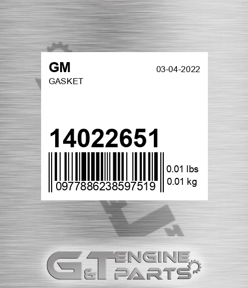 14022651 GM Gasket