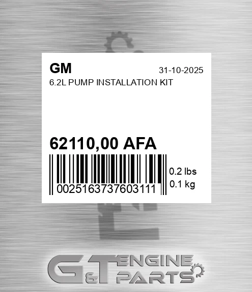 62110,00 AFA 6.2l Pump Installation Kit