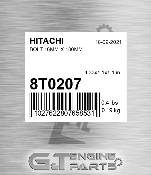 8T0207 Bolt 16mm X 100mm