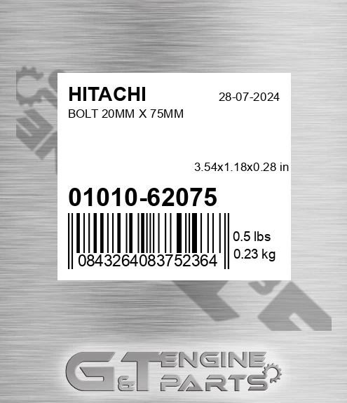 01010-62075 HITACHI Bolt 20mm X 75mm