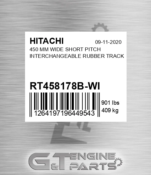 RT458178B-WI 450 Mm Wide Short Pitch Interchangeable Rubber Track