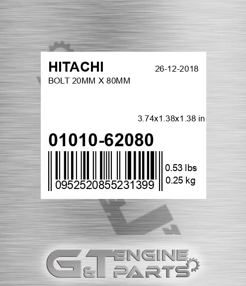 01010-62080 Bolt 20mm X 80mm