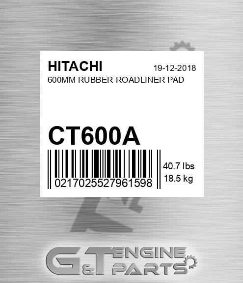 CT600A HITACHI 600mm Rubber Roadliner Pad