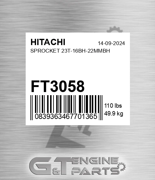 FT3058 HITACHI Sprocket 23t-16bh-22mmbh