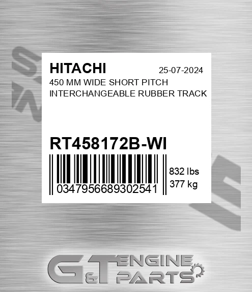 RT458172B-WI 450 Mm Wide Short Pitch Interchangeable Rubber Track