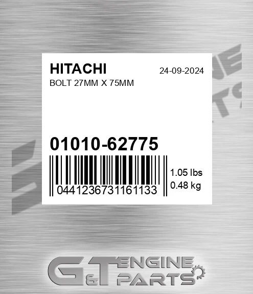 01010-62775 Bolt 27mm X 75mm