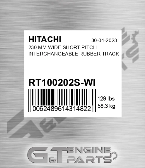 RT100202S-WI HITACHI 230 Mm Wide Short Pitch Interchangeable Rubber Track