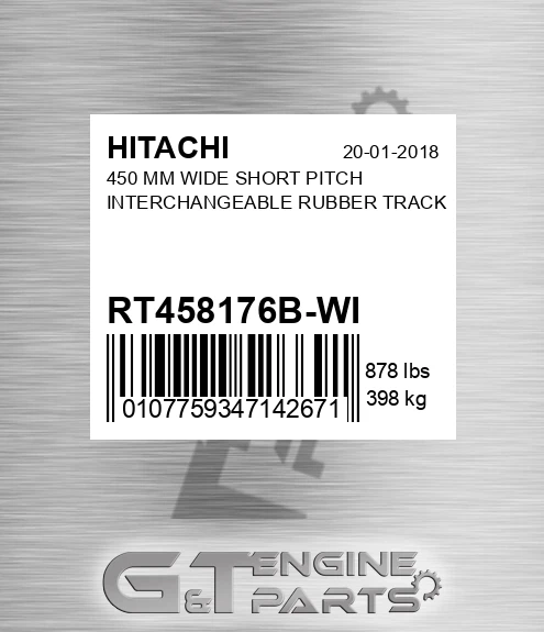 RT458176B-WI 450 Mm Wide Short Pitch Interchangeable Rubber Track