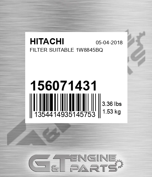 156071431 Filter Suitable 1w8845bq for HITACHI