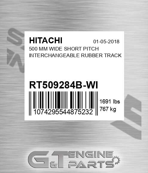 RT509284B-WI 500 Mm Wide Short Pitch Interchangeable Rubber Track