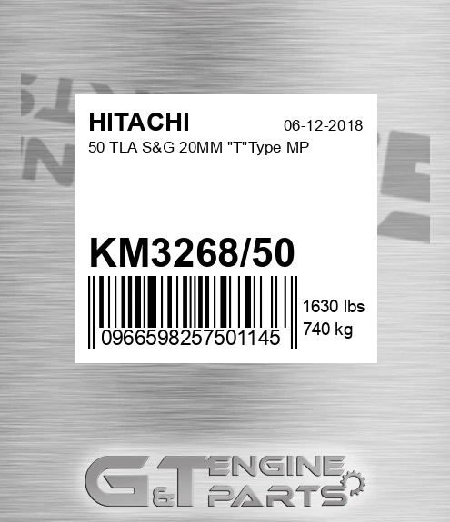 KM3268/50 50 Tla S&g 20mm "t"type Mp