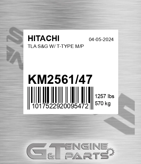 KM2561/47 Tla S&g W/ T-type M/p