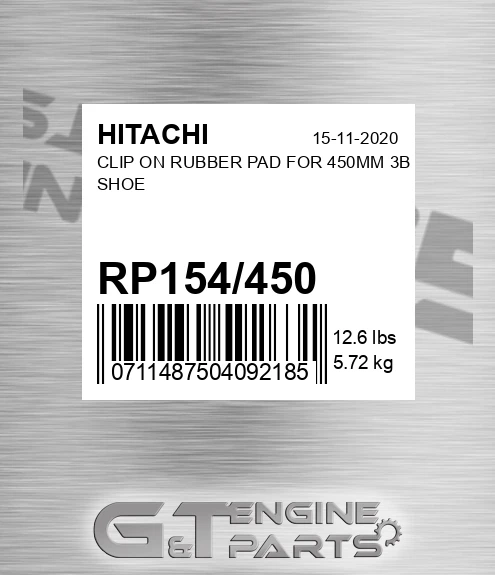RP154/450 Clip On Rubber Pad For 450mm 3b Shoe