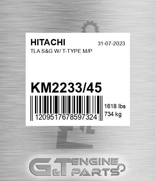 KM2233/45 Tla S&g W/ T-type M/p