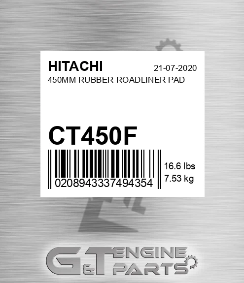 CT450F 450mm Rubber Roadliner Pad
