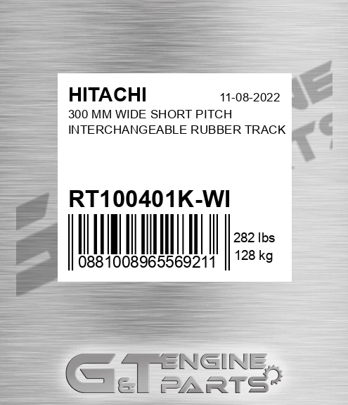 RT100401K-WI 300 Mm Wide Short Pitch Interchangeable Rubber Track