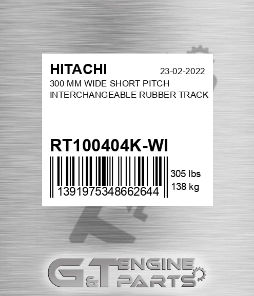 RT100404K-WI 300 Mm Wide Short Pitch Interchangeable Rubber Track
