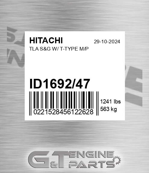ID1692/47 Tla S&g W/ T-type M/p
