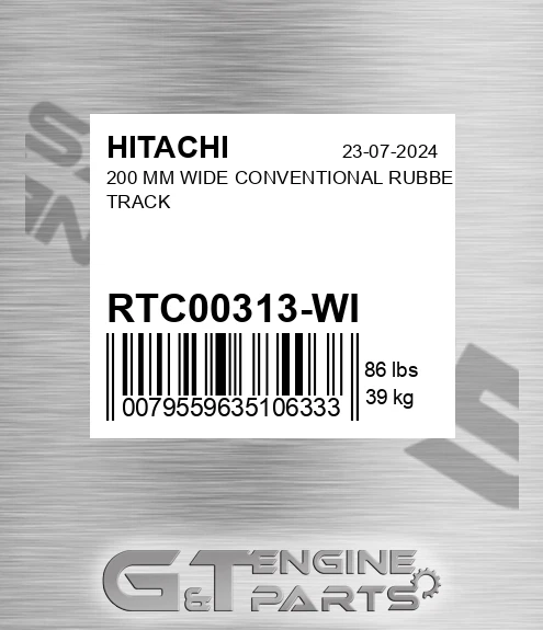 RTC00313-WI 200 Mm Wide Conventional Rubber Track