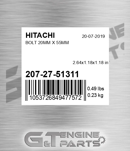207-27-51311 Bolt 20mm X 55mm