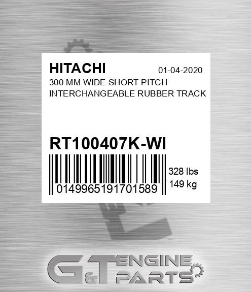 RT100407K-WI 300 Mm Wide Short Pitch Interchangeable Rubber Track