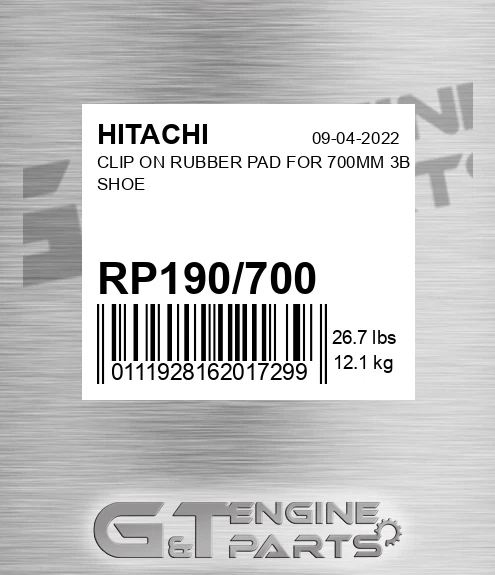 RP190/700 Clip On Rubber Pad For 700mm 3b Shoe