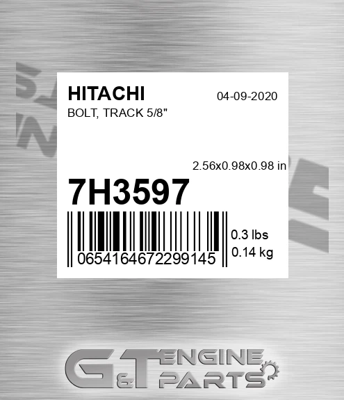 7H3597 HITACHI Bolt, Track 5/8"