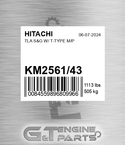 KM2561/43 Tla S&g W/ T-type M/p