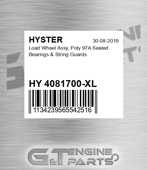 HY 4081700-XL Load Wheel Assy, Poly 97a Sealed Bearings & String Guards