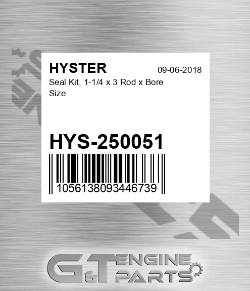 HYS-250051 Seal Kit, 1-1/4 X 3 Rod X Bore Size