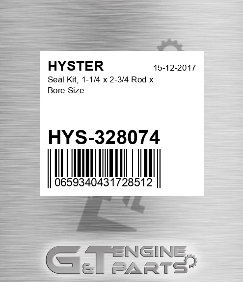 HYS-328074 Seal Kit, 1-1/4 X 2-3/4 Rod X Bore Size