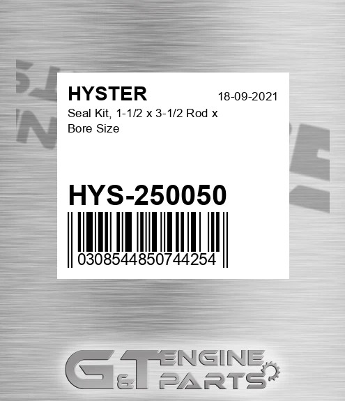 HYS-250050 Seal Kit, 1-1/2 X 3-1/2 Rod X Bore Size
