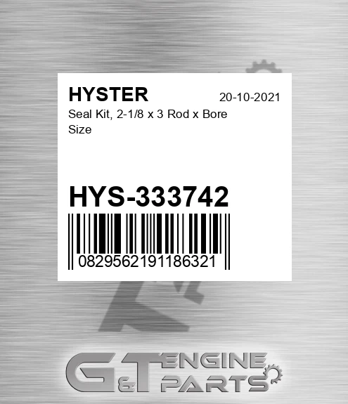 HYS-333742 Seal Kit, 2-1/8 X 3 Rod X Bore Size