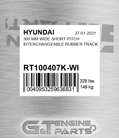 RT100407K-WI 300 Mm Wide Short Pitch Interchangeable Rubber Track