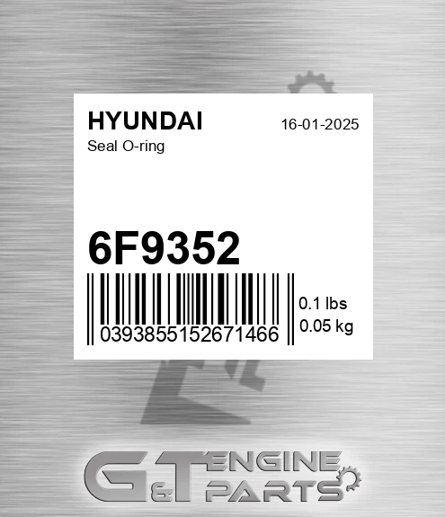 6F9352 Seal O-ring for HYUNDAI