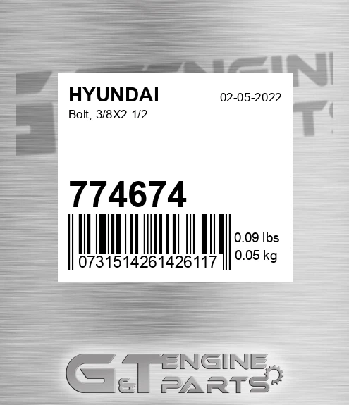 774674 HYUNDAI Bolt, 3/8x2.1/2