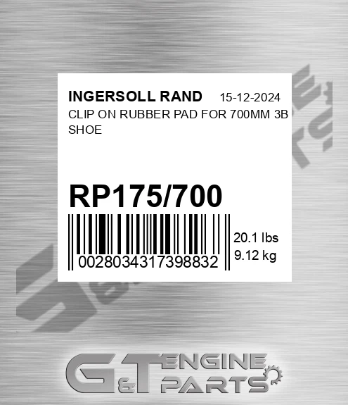 RP175/700 Clip On Rubber Pad For 700mm 3b Shoe