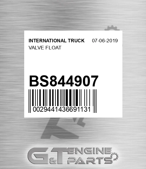 BS844907 Valve Float