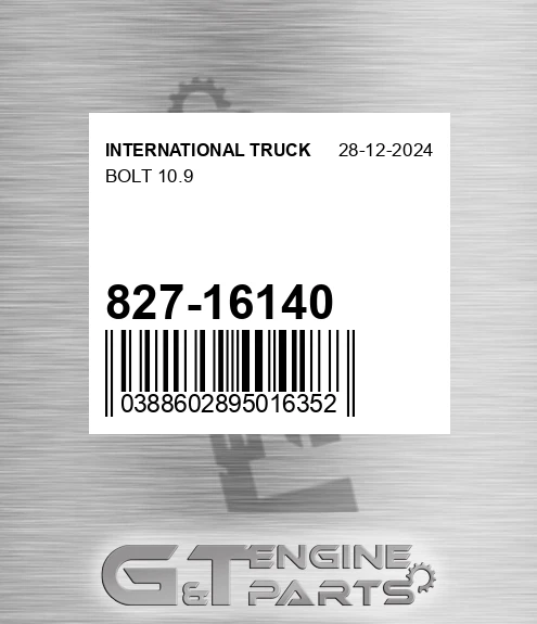 827-16140 Bolt 10.9