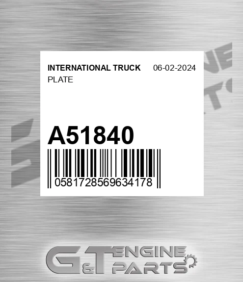 A51840 INTERNATIONAL TRUCK Plate