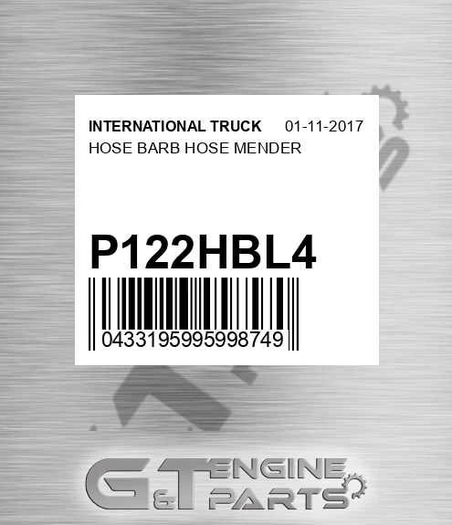 P122HBL4 Hose Barb Hose Mender for INTERNATIONAL TRUCK