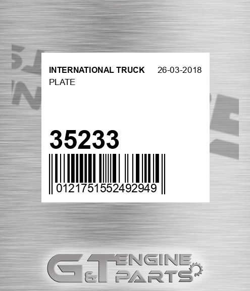 35233 INTERNATIONAL TRUCK Plate