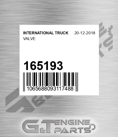 165193 INTERNATIONAL TRUCK Valve