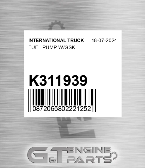 K311939 Fuel Pump W/gsk