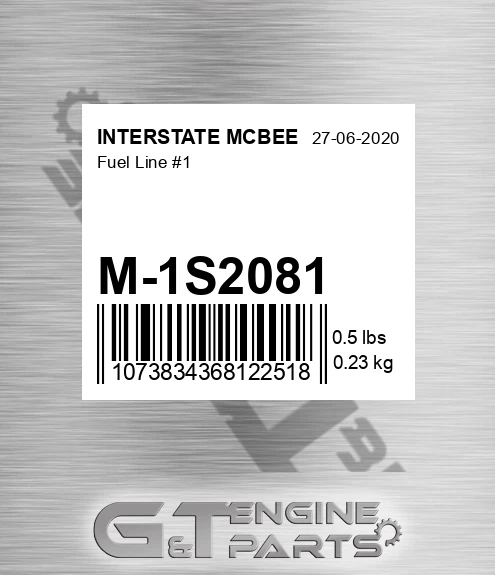 M-1S2081 Fuel Line #1 for INTERSTATE MCBEE