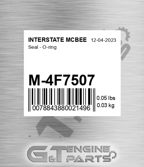 M-4F7507 Seal - O-ring for INTERSTATE MCBEE